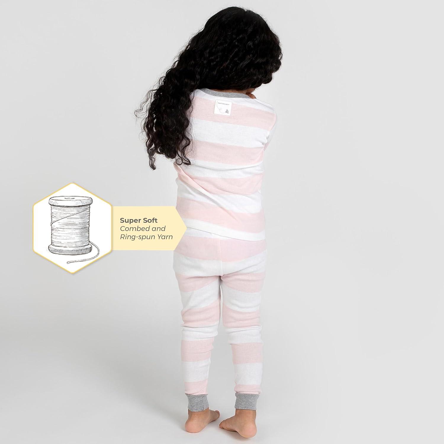 imageBurts Bees Baby Girls 2Piece Long Sleeve Tee and Pants Organic Cotton Pajama SetStarry Reindeer