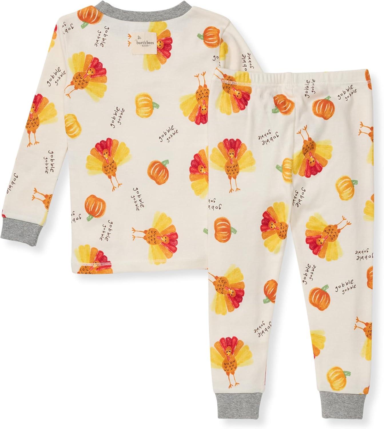 imageBurts Bees Baby Girls 2Piece Long Sleeve Tee and Pants Organic Cotton Pajama SetTurkey Gobble