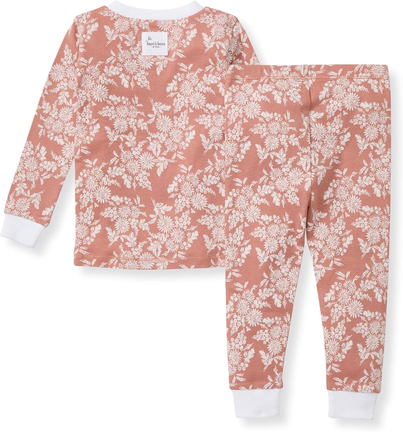 imageBurts Bees Baby Girls 2Piece Long Sleeve Tee and Pants Organic Cotton Pajama SetVibrant Garden