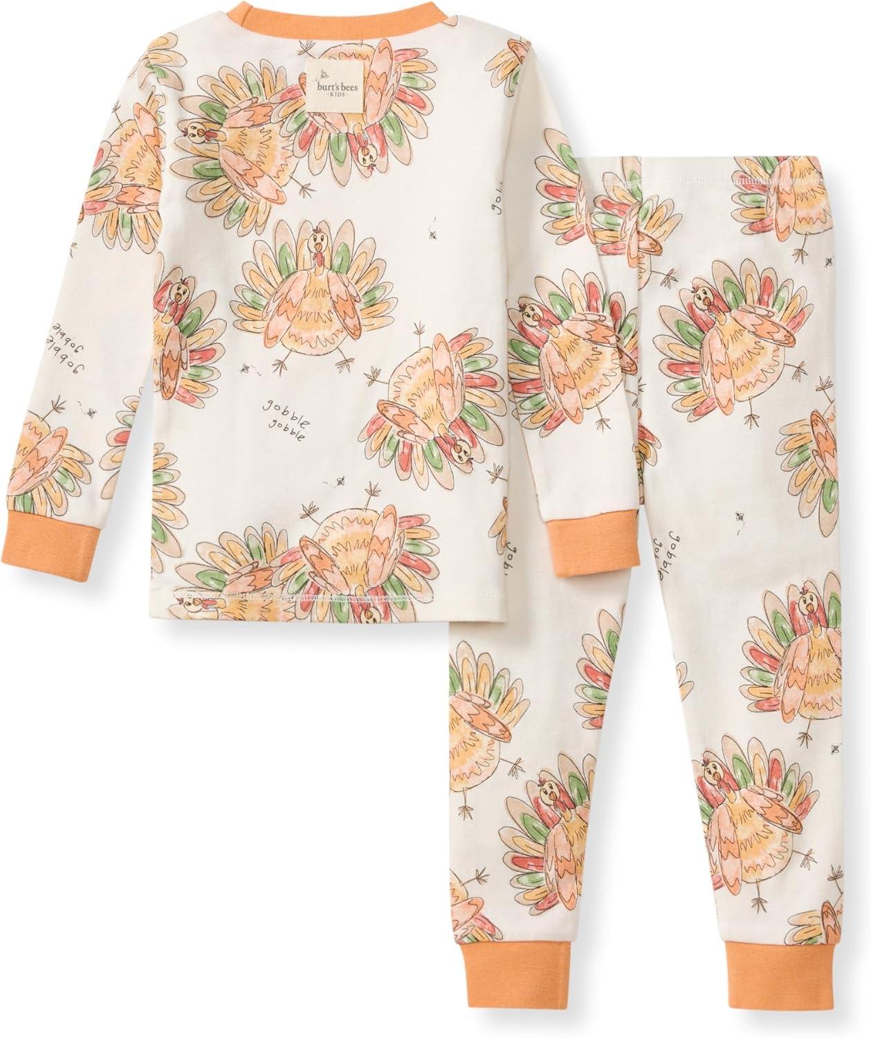 imageBurts Bees Baby Girls 2Piece Long Sleeve Tee and Pants Organic Cotton Pajama SetVivid Turkey