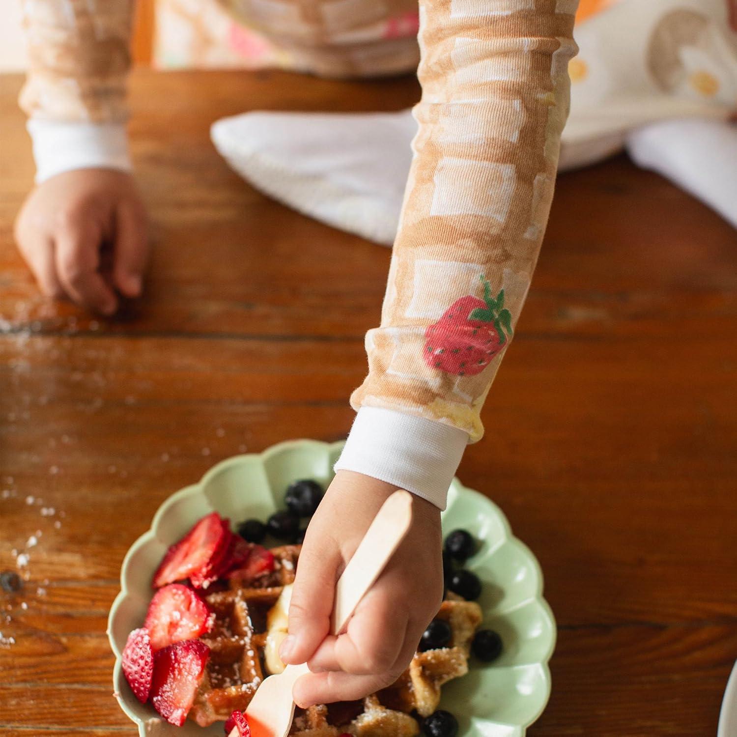 imageBurts Bees Baby Girls 2Piece Long Sleeve Tee and Pants Organic Cotton Pajama SetWaffle  Cheesecake