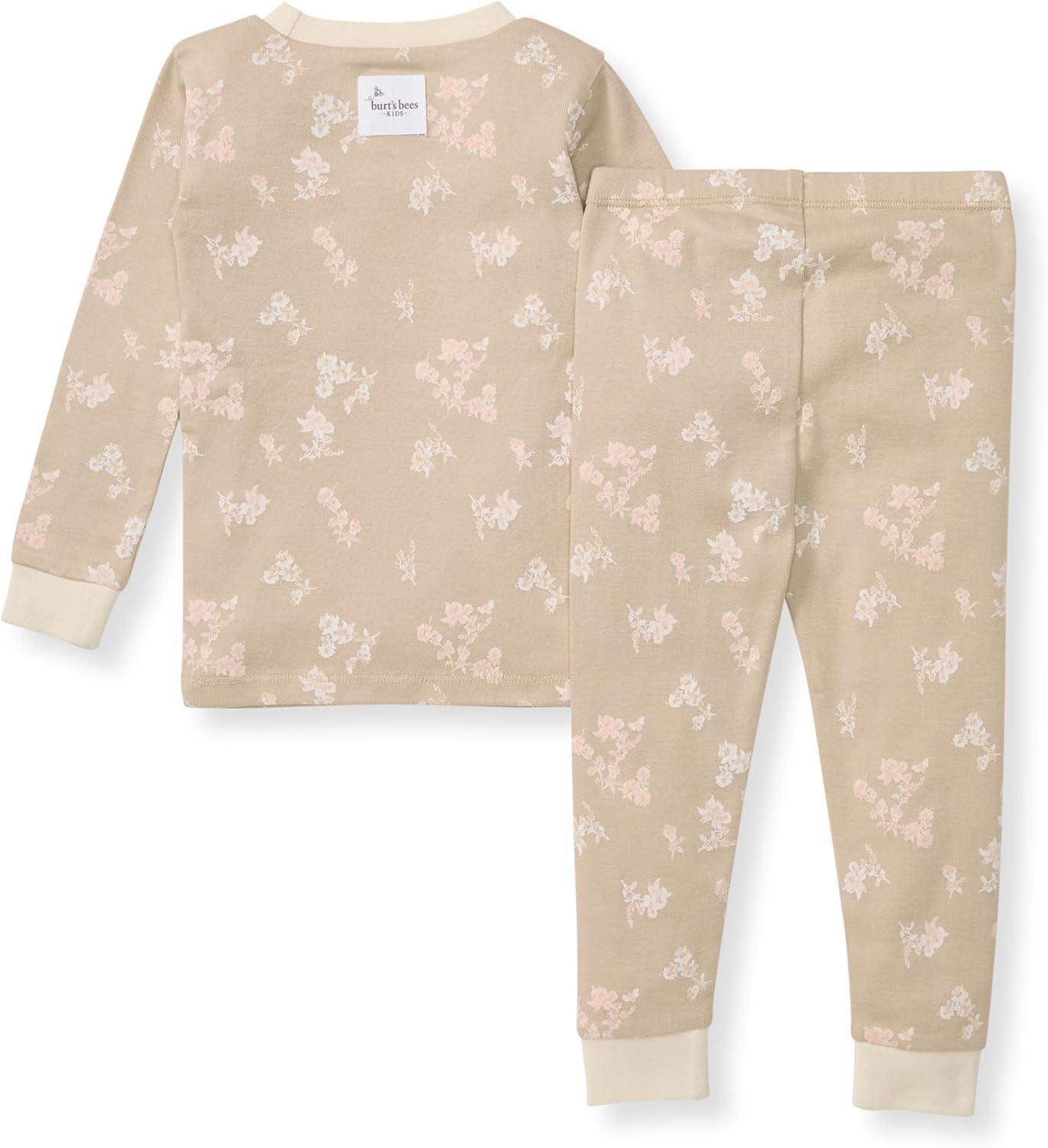 imageBurts Bees Baby Girls 2Piece Long Sleeve Tee and Pants Organic Cotton Pajama SetWhimsical Floral