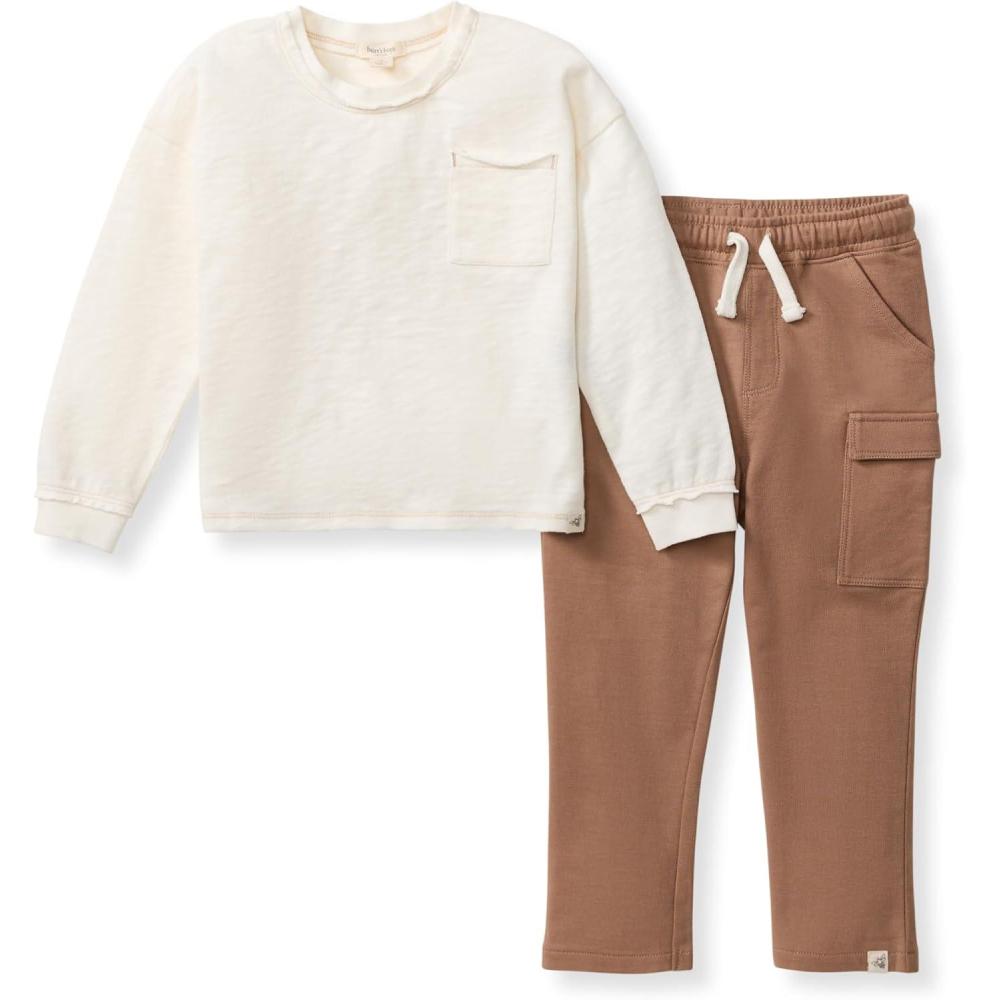 imageBurts Bees Baby Baby Boys Shirt and Pant Set Top ampamp Bottom Outfit BundleChunky Slub Tee Set