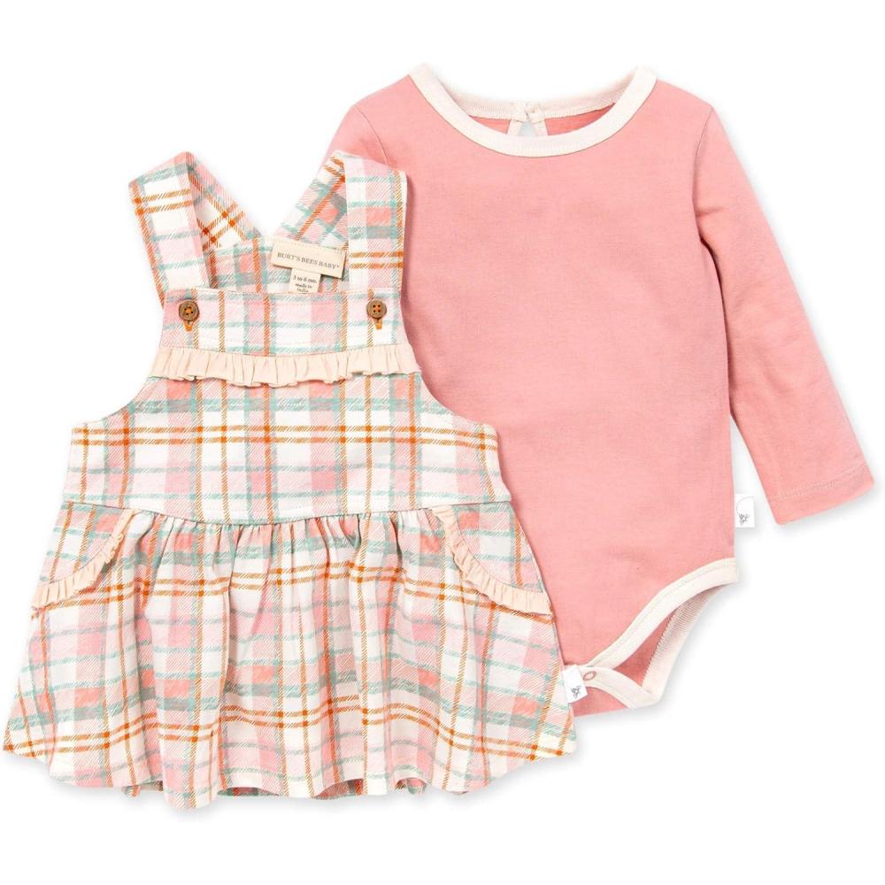 imageBurts Bees Baby Baby Girls Dress Infant ampamp Toddler Short ampamp LongSleeve 100 Organic CottonCozy Harvest Dress  Bodysuit
