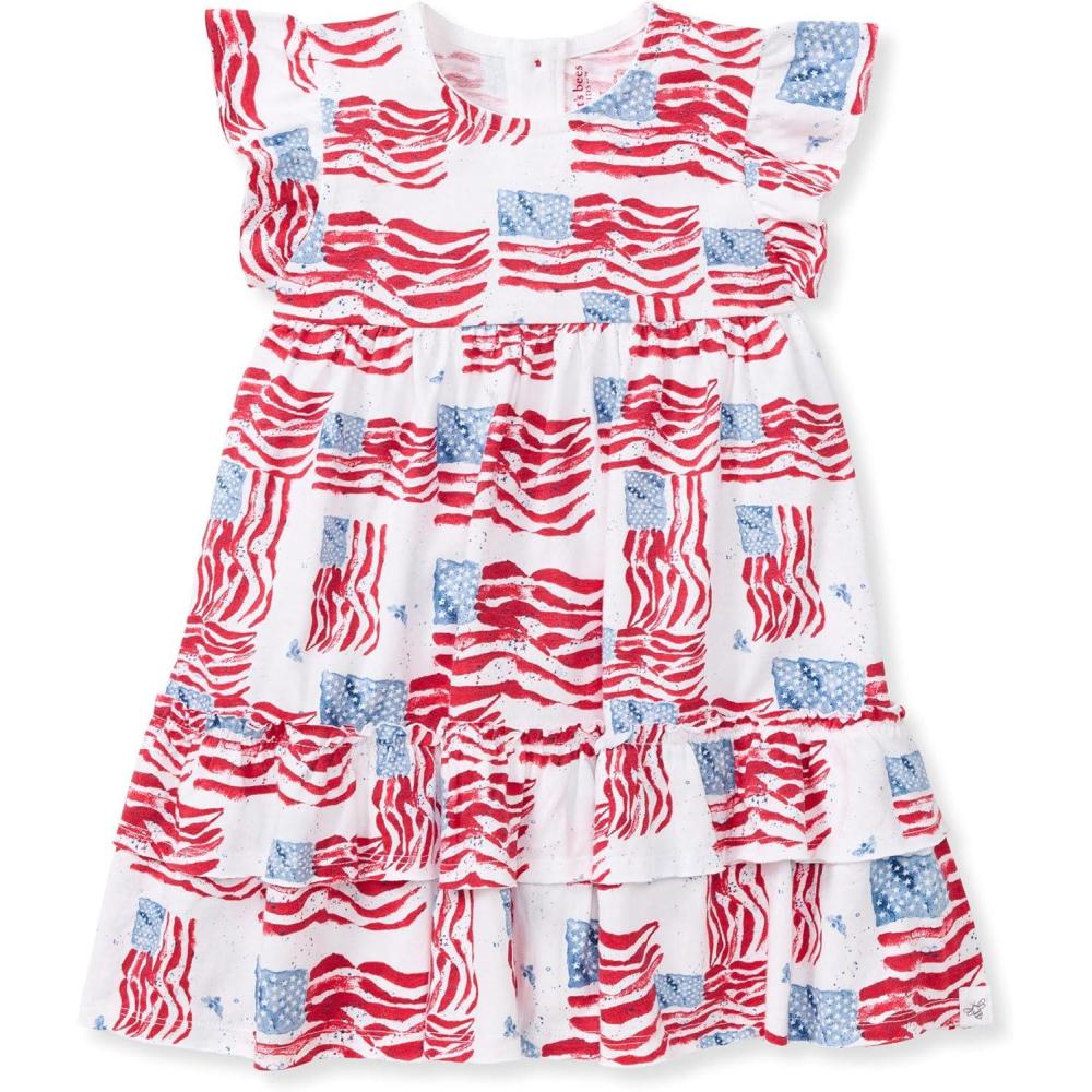 imageBurts Bees Baby Baby Girls Dress Infant ampamp Toddler Short ampamp LongSleeve 100 Organic CottonMagestic Flags