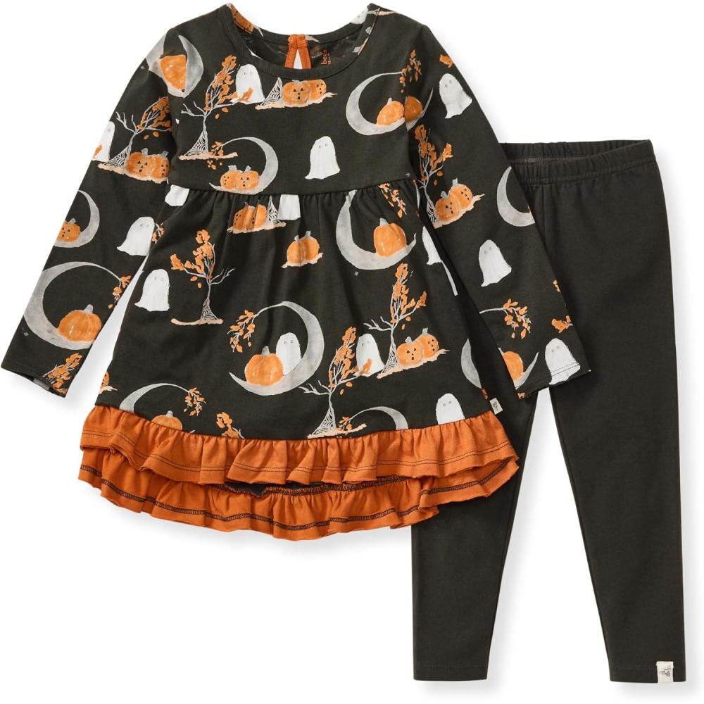 imageBurts Bees Baby Baby Girls Long Sleeve Top and Pant Set 100 Organic CottonMoonlight Fright