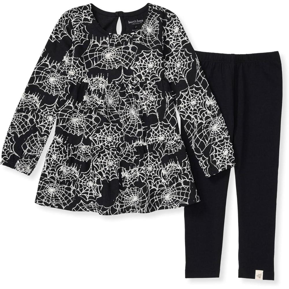 imageBurts Bees Baby Baby Girls Long Sleeve Top and Pant Set 100 Organic CottonSpiderwebs Set