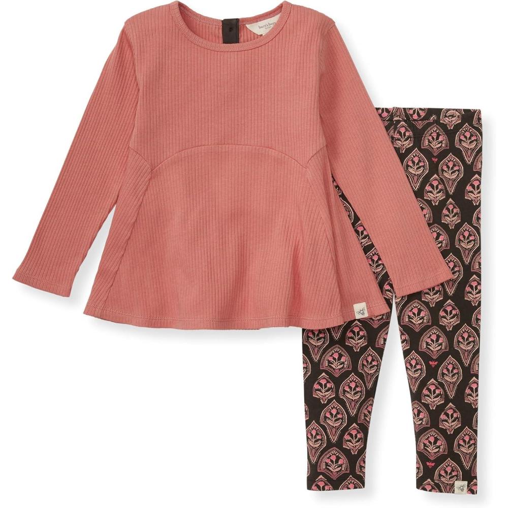 imageBurts Bees Baby Baby Girls Long Sleeve Top and Pant Set 100 Organic CottonTerracotta