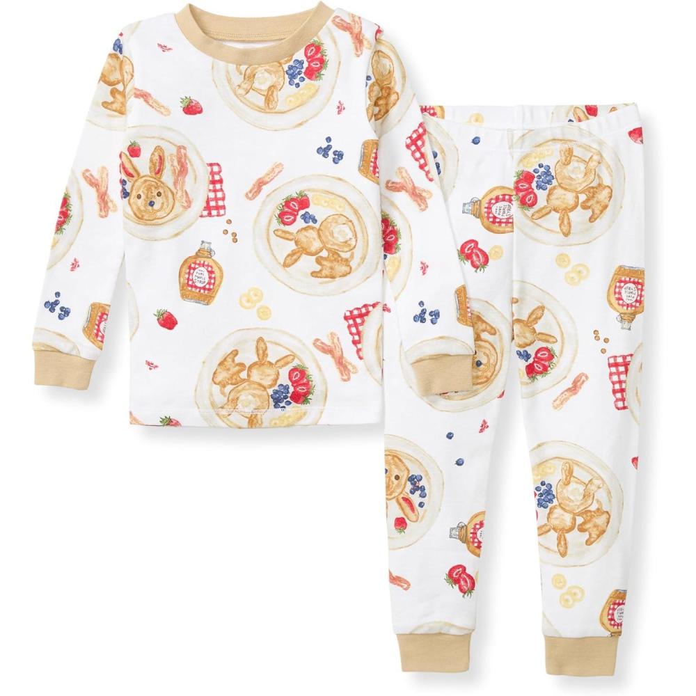 imageBurts Bees Baby Boys 2Piece Long Sleeve Tee and Pants Organic Cotton Pajama SetEaster Breakfast