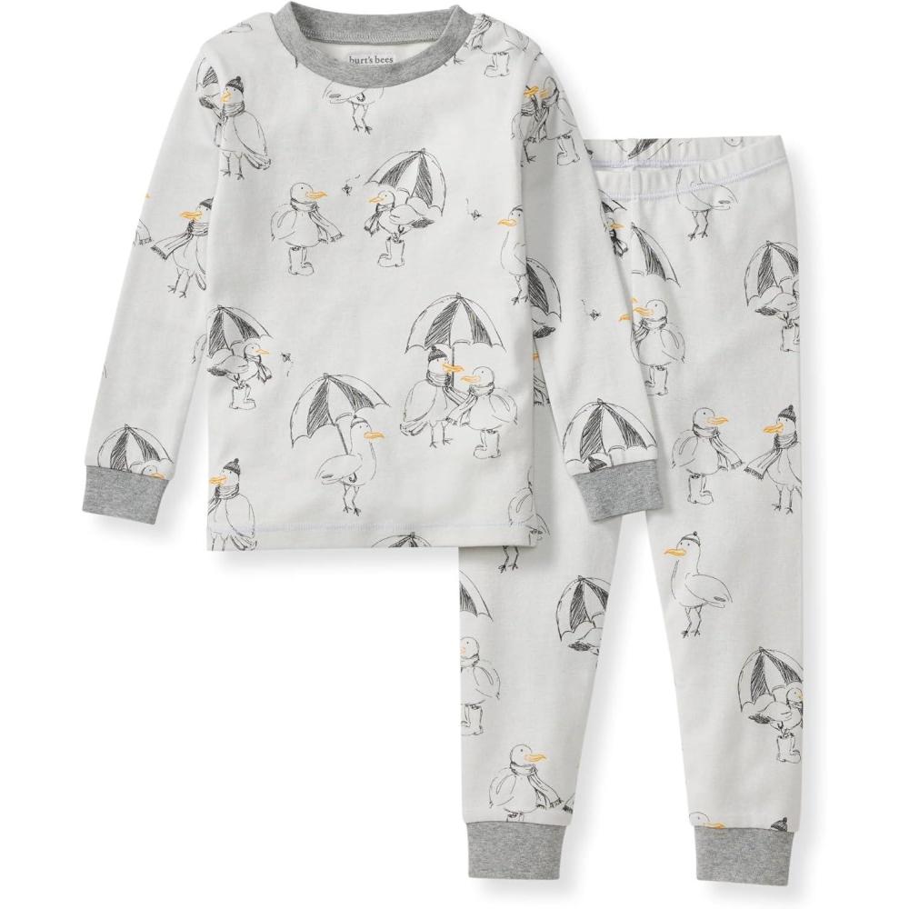 imageBurts Bees Baby Boys 2Piece Long Sleeve Tee and Pants Organic Cotton Pajama SetSilly Seagulls