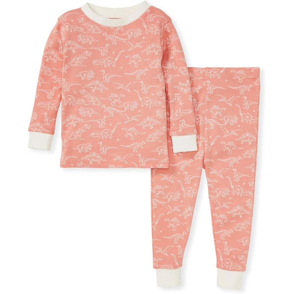 imageBurts Bees Baby Boys 2Piece Long Sleeve Tee and Pants Organic Cotton Pajama SetStorybook Saurus