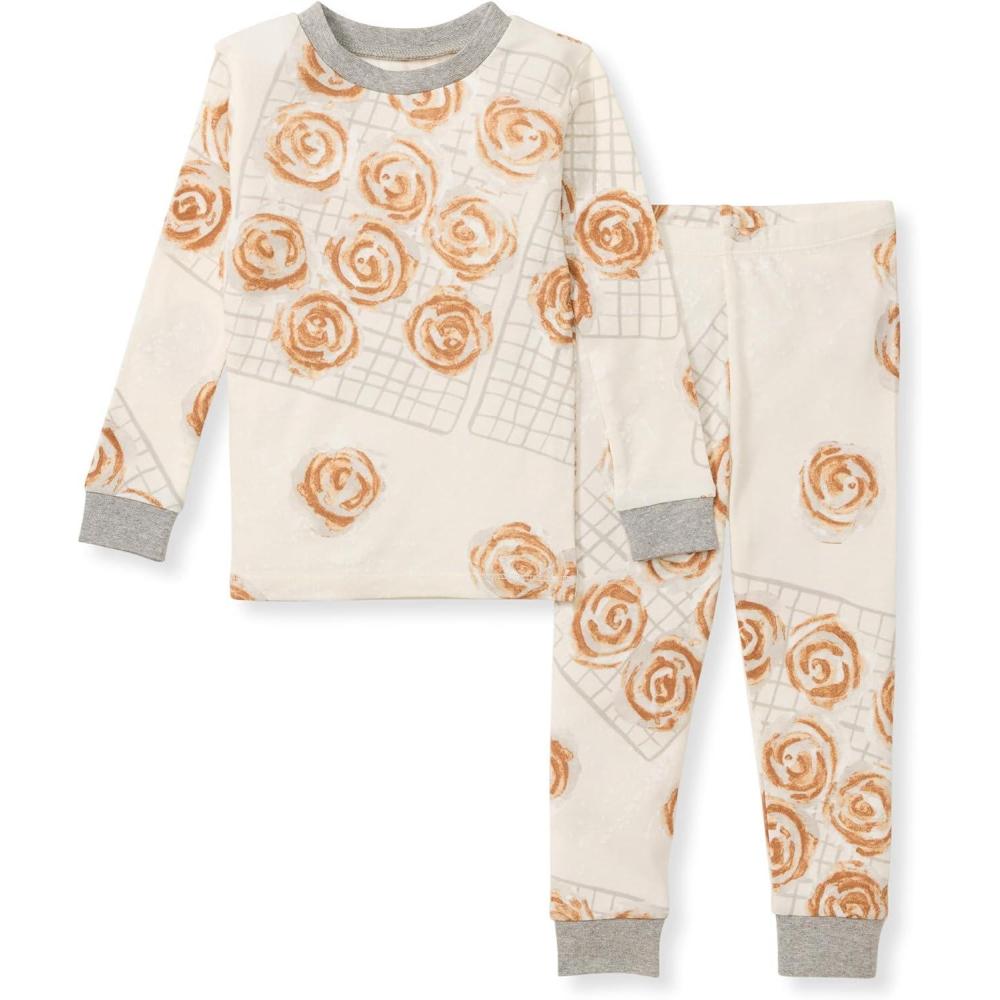 imageBurts Bees Baby Girls 2Piece Long Sleeve Tee and Pants Organic Cotton Pajama SetGooey Cinnamon Rolls