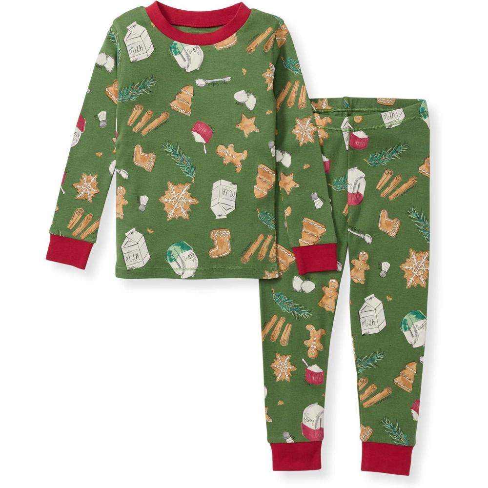 imageBurts Bees Baby Girls 2Piece Long Sleeve Tee and Pants Organic Cotton Pajama SetHoliday Cookies