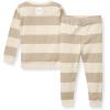 imageBurts Bees Baby Boys 2Piece Long Sleeve Tee and Pants Organic Cotton Pajama SetOat Rugby Stripe
