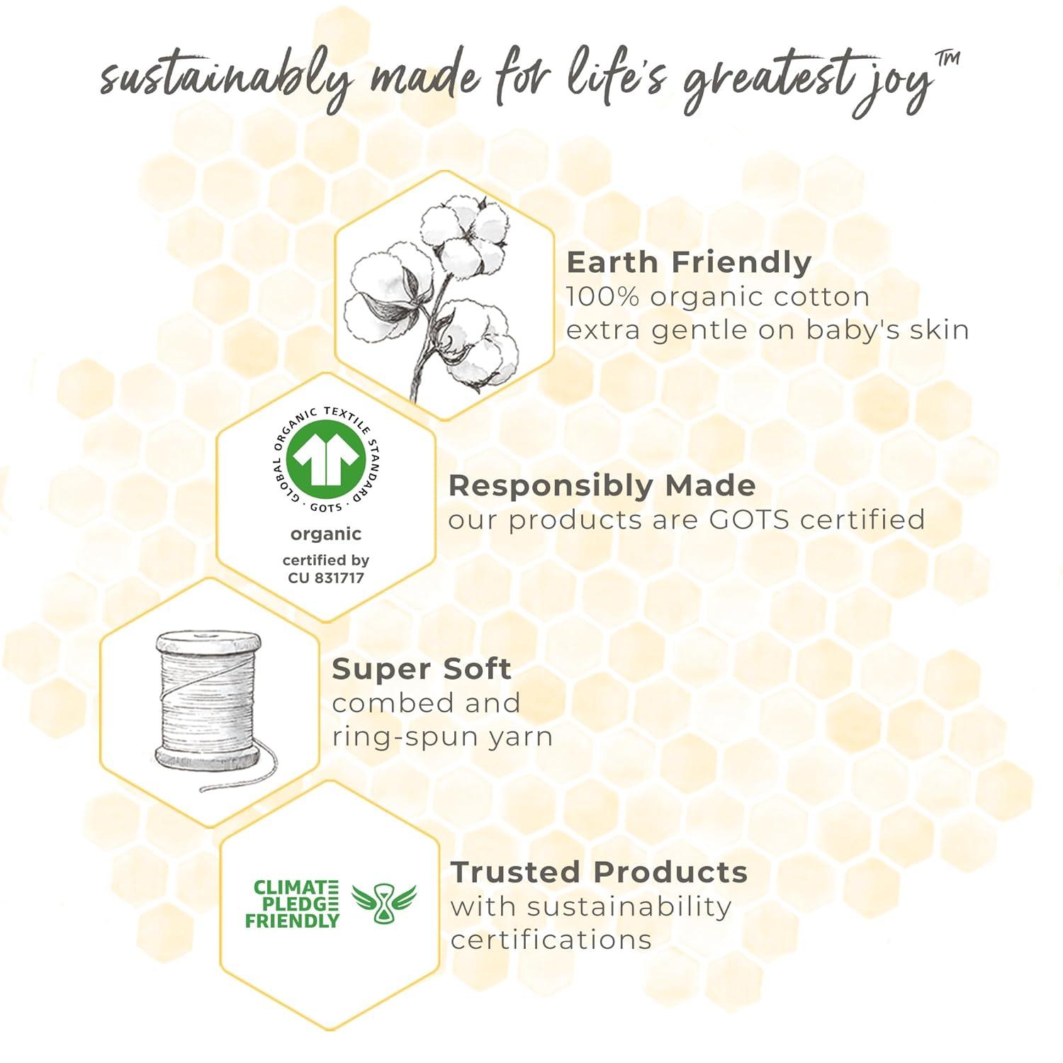 imageBurts Bees Baby Infant Burp Cloths 100 Organic Cotton Extra Absorbent Soft Fabric Drool Cloths 5Pack Newborn MustHave Essential Large Burping Cloths One Size 17 x 1175 InchesHello Moon