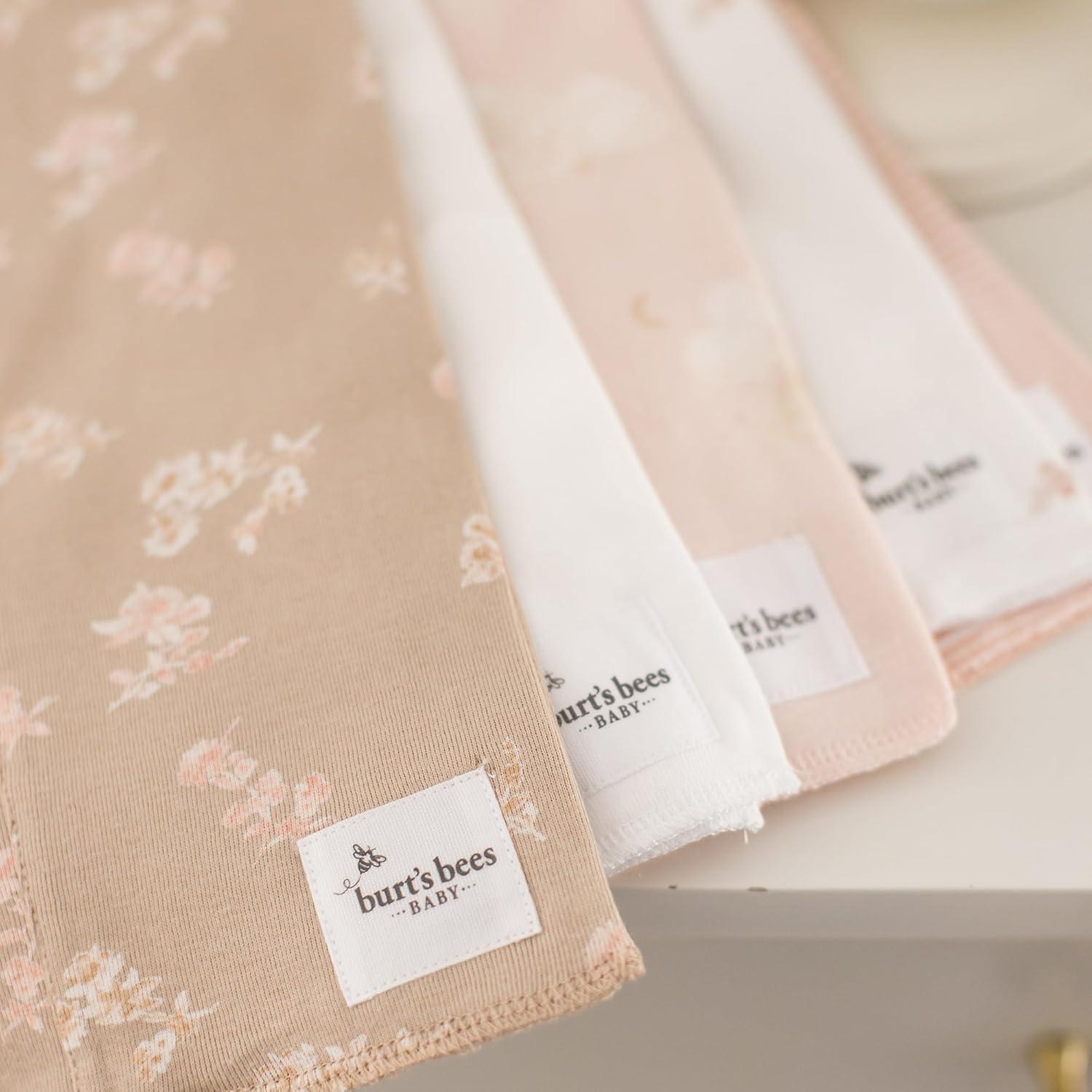 imageBurts Bees Baby Infant Burp Cloths 100 Organic Cotton Extra Absorbent Soft Fabric Drool Cloths 5Pack Newborn MustHave Essential Large Burping Cloths One Size 17 x 1175 InchesWhimsical Floral
