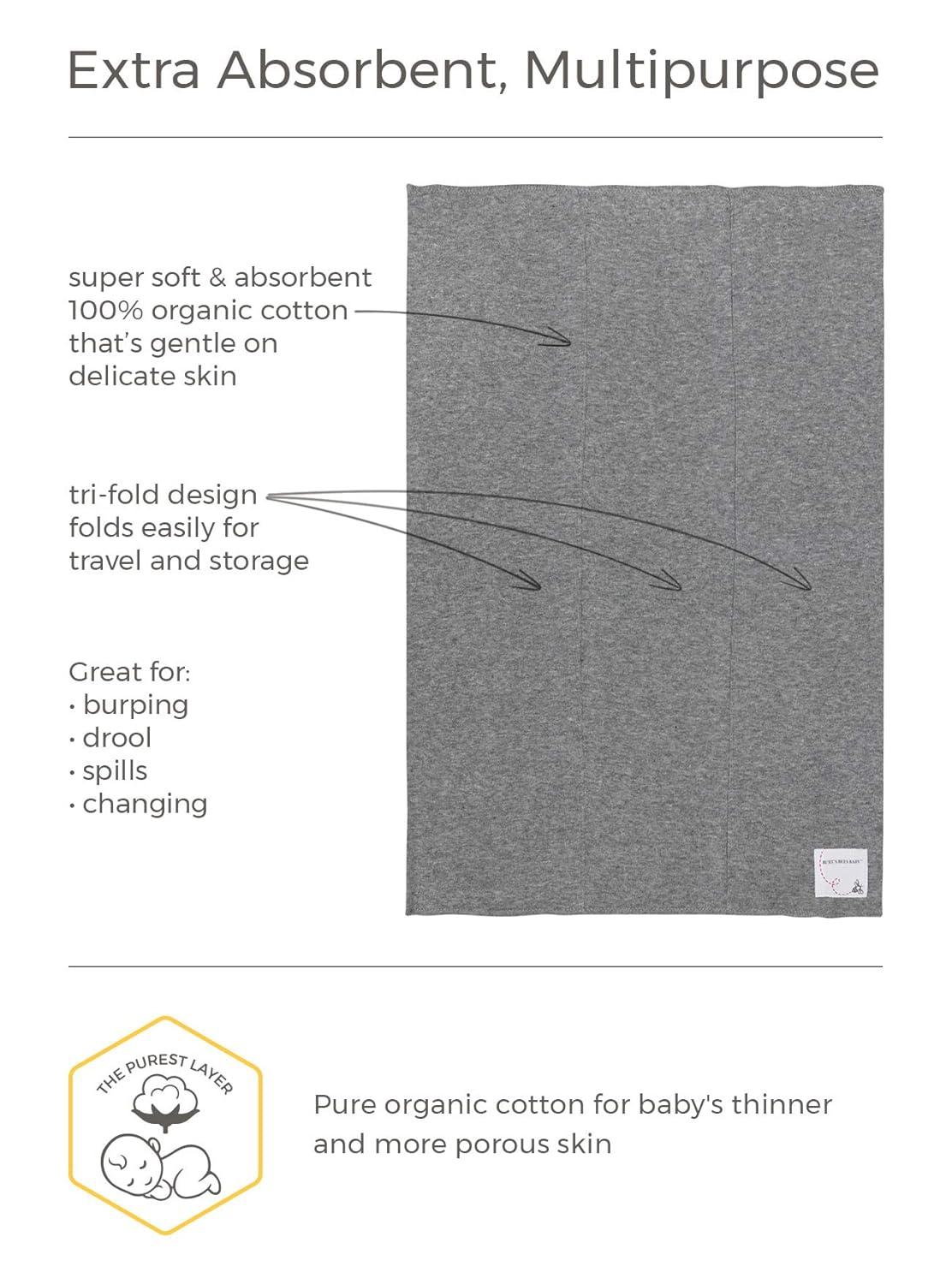 imageBurts Bees Baby Infant Burp Cloths 100 Organic Cotton Extra Absorbent Soft Fabric Drool Cloths 5Pack Newborn MustHave Essential Large Burping Cloths One Size 17 x 1175 InchesCloud White Solid