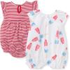 imageBurts Bees Baby Romper 100 Organic Cotton Onepiece Bubble Shortall and Layette Set Girl Outfit 2PackRocket Pop 2pk