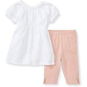 imageBurts Bees Baby Baby Girls Short Sleeve Top and Pant Set 100 Organic CottonPuff Sleeve Set