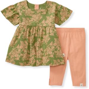 imageBurts Bees Baby Baby Girls Short Sleeve Top and Pant Set 100 Organic CottonVibrant Garden