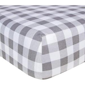 imageBurts Bees Baby Essential Organic Cotton Fitted Crib Sheet Breathable for Boy Girl Standard Crib ampamp Toddler MattressesGrey Buffalo Check