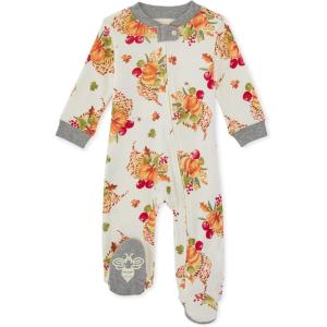 imageBurts Bees Baby Girls Snug Fit OnePiece Footed NonSlip Sleeper PajamasCornycopia