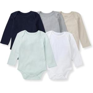 imageBurts Bees Baby Organic Cotton Bodysuits  Baby Boy ampamp Girl Short and Long Sleeve OnePieces 5PackMidnight Long Sleeve