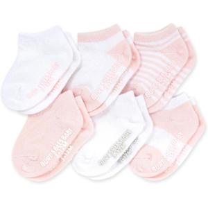 imageBurts Bees Baby Unisex Baby Socks Ankle or Crew Height Made with Soft Organic Cotton 6 Packs with NonSlip Grips for BabiesPink Blossom Multi