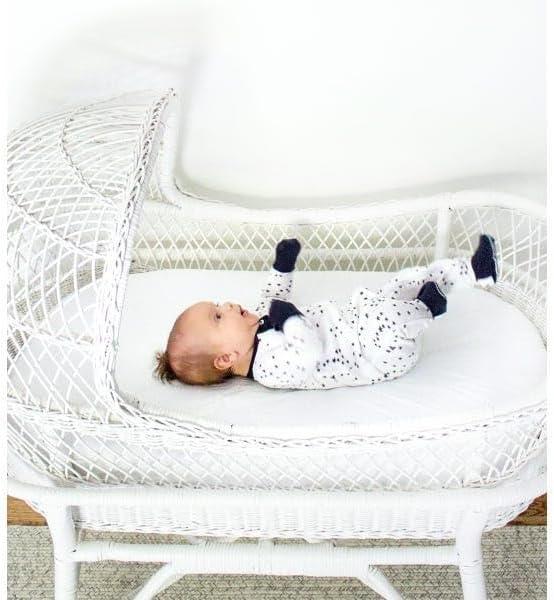 imageBassinet Sheet Infant Fitted BEESNUG Cover 100 Organic Cotton Soft Unisex Newborn Essentials for All Standard Oval or Rectangle Bassinet Bed Pads or Mattresses  15 x 33 InchesWhite