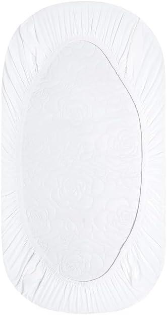 imageBassinet Sheet Infant Fitted BEESNUG Cover 100 Organic Cotton Soft Unisex Newborn Essentials for All Standard Oval or Rectangle Bassinet Bed Pads or Mattresses  15 x 33 InchesWhite