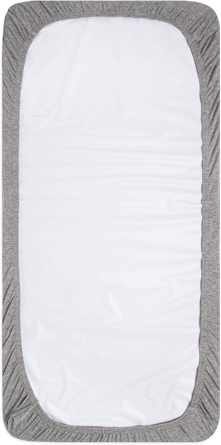 imageBassinet Sheet Infant Fitted BEESNUG Cover 100 Organic Cotton Soft Unisex Newborn Essentials for All Standard Oval or Rectangle Bassinet Bed Pads or Mattresses  15 x 33 InchesHeather Grey