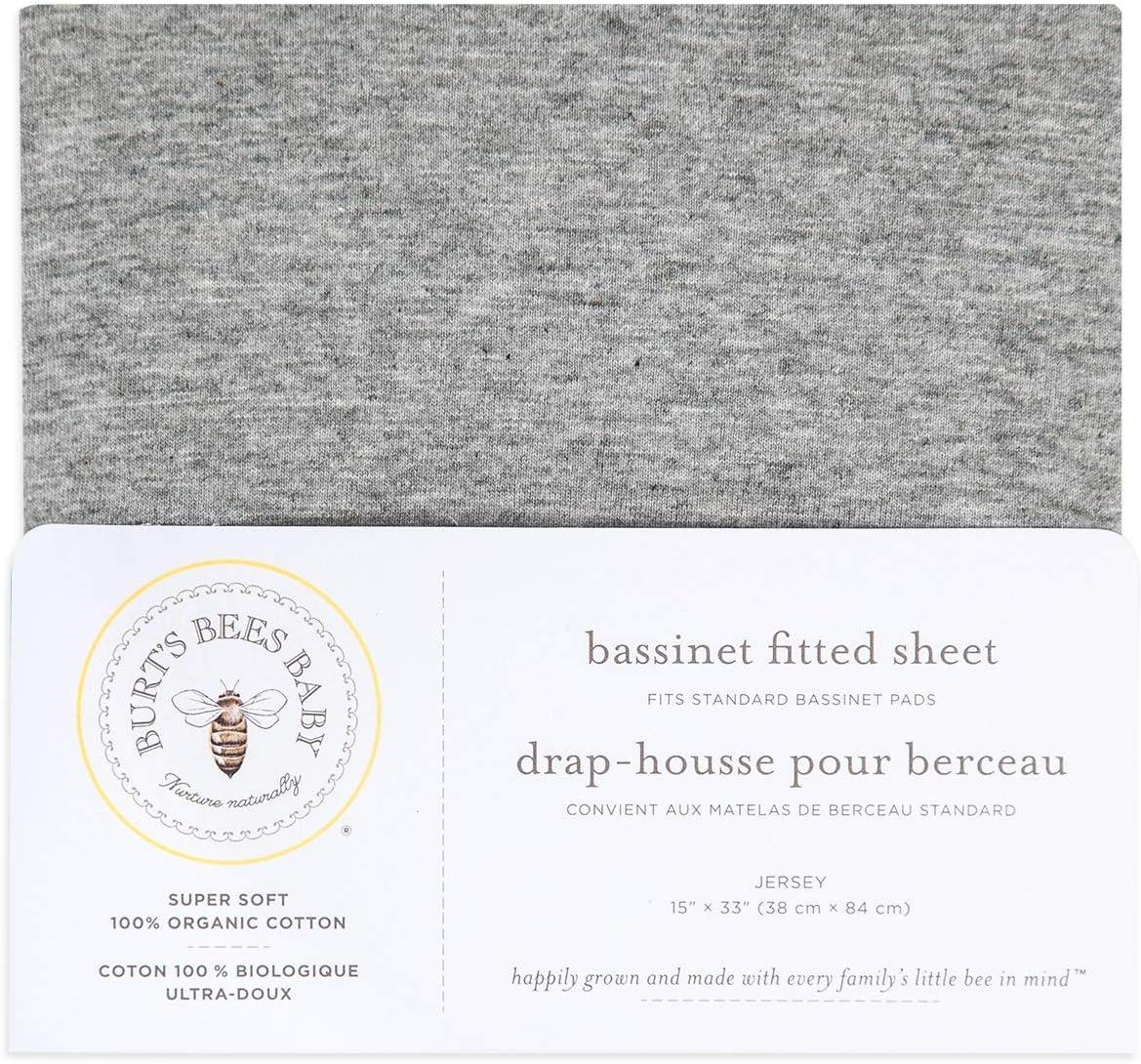 imageBassinet Sheet Infant Fitted BEESNUG Cover 100 Organic Cotton Soft Unisex Newborn Essentials for All Standard Oval or Rectangle Bassinet Bed Pads or Mattresses  15 x 33 InchesHeather Grey