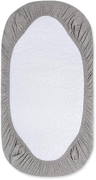 imageBassinet Sheet Infant Fitted BEESNUG Cover 100 Organic Cotton Soft Unisex Newborn Essentials for All Standard Oval or Rectangle Bassinet Bed Pads or Mattresses  15 x 33 InchesGrey