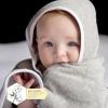 imageBurts Bees Baby Hooded Towels Absorbent Knit Terry Super Soft Single Ply 100 Organic CottonLight Grey