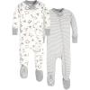 imageBurts Bees Baby Boys Snug Fit OnePiece Footed NonSlip SleeperA Bee CStripe