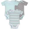 imageBurts Bees Baby Unisex Short Sleeve Organic Cotton Bodysuits 3PackGreen Multi Stripe