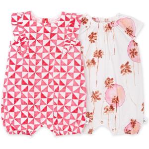 imageBurts Bees Baby Baby Girls Romper  100 Organic Cotton OnePiece Shortall Girl Outfit for Sizes Newborn to 24 MonthsSanta Monica