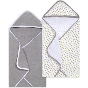 imageBurts Bees Baby Hooded Towels Absorbent Knit Terry Super Soft Single Ply 100 Organic CottonGrey Yellow Bees