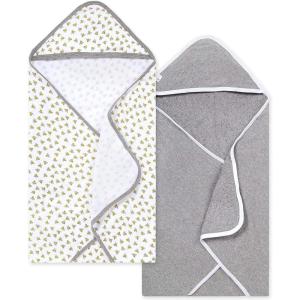 imageBurts Bees Baby Hooded Towels Absorbent Knit Terry Super Soft Single Ply 100 Organic CottonHoneybeeGrey