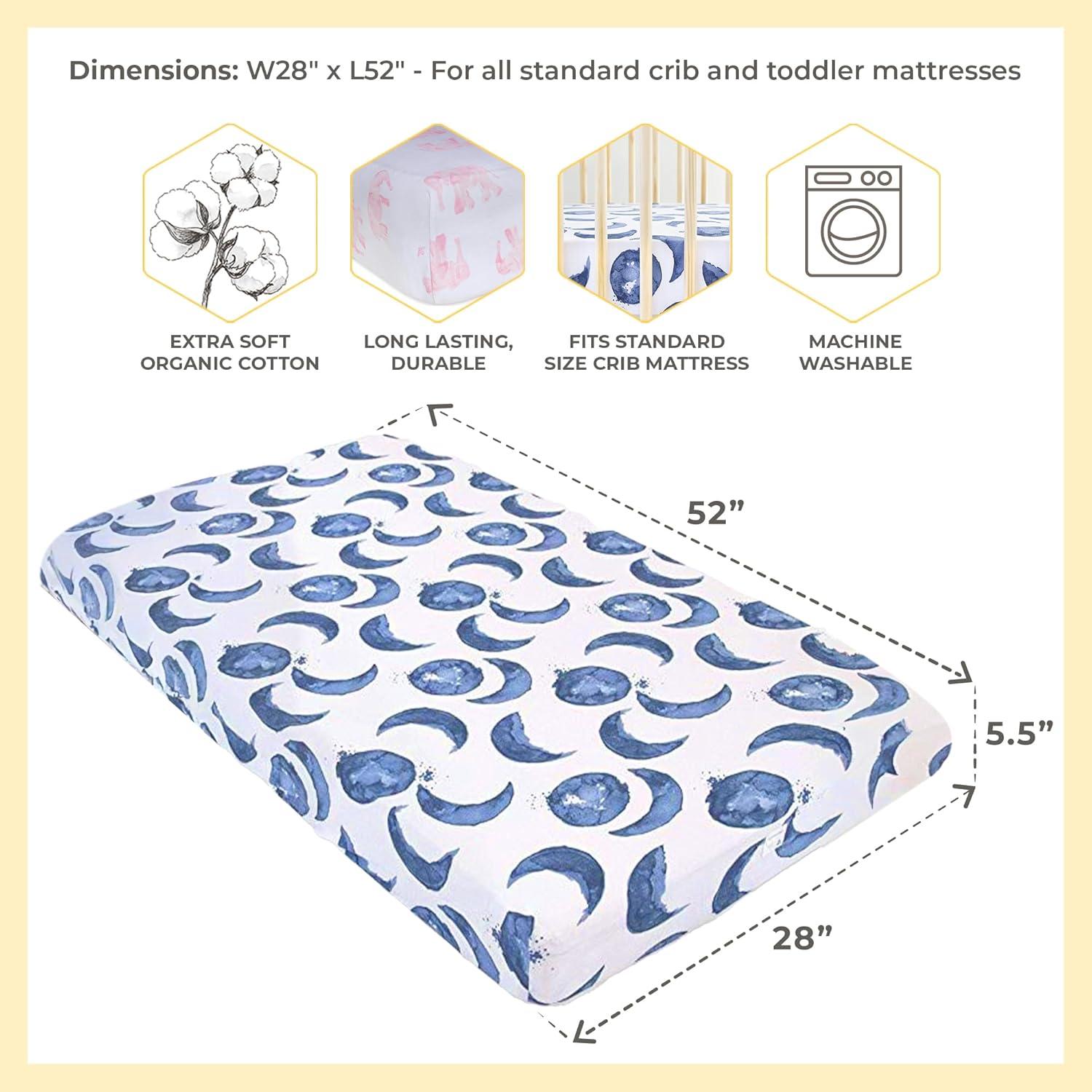 imageBurts Bees Baby  Fitted Crib Sheet Girls Boys ampamp Unisex 100 Organic Cotton Crib Sheet for Standard Crib ampamp Toddler Mattresses Pack of 2Blossom Elephants