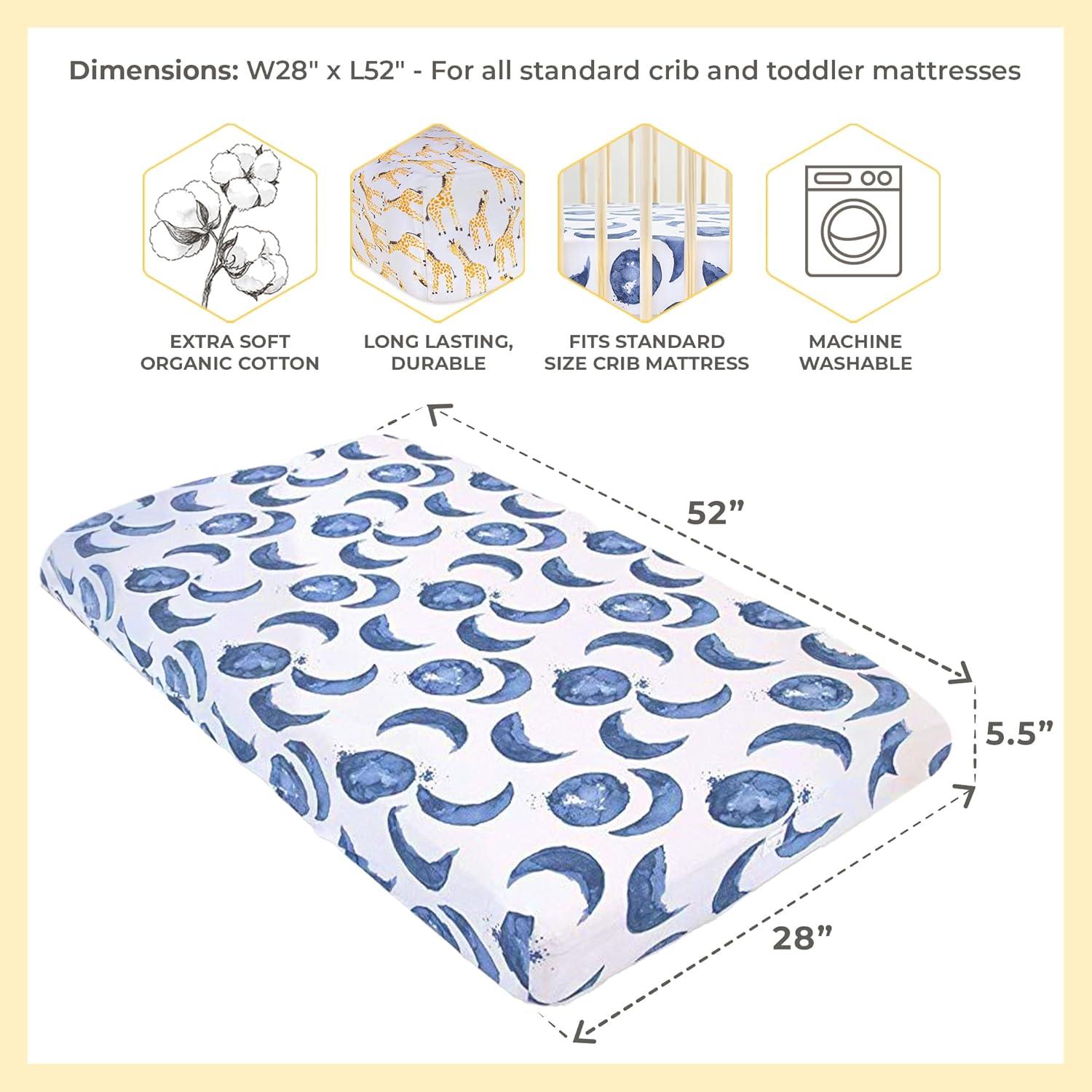 imageBurts Bees Baby  Fitted Crib Sheet Girls Boys ampamp Unisex 100 Organic Cotton Crib Sheet for Standard Crib ampamp Toddler Mattresses Pack of 2Giraffes