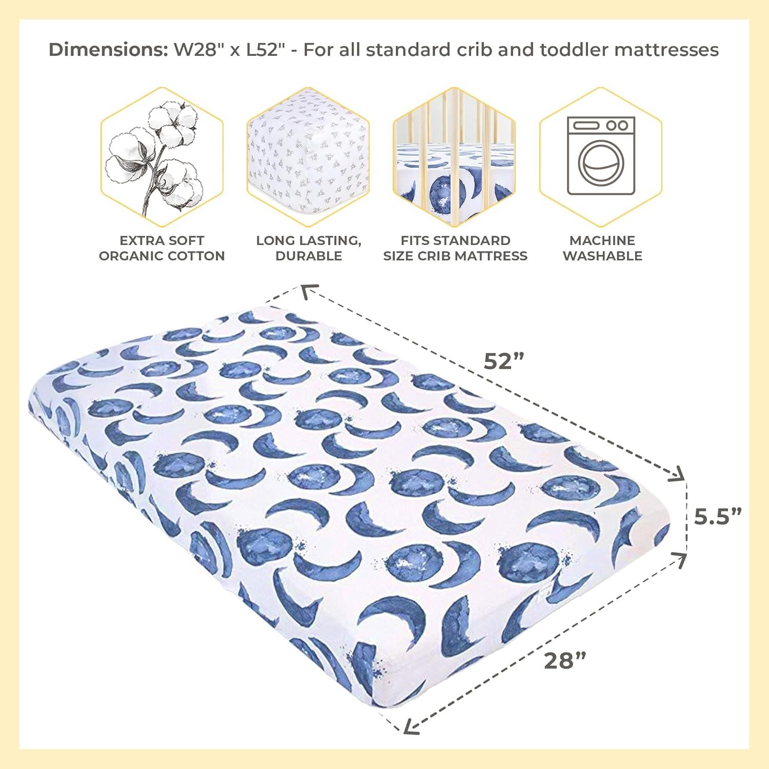 imageBurts Bees Baby  Fitted Crib Sheet Girls Boys ampamp Unisex 100 Organic Cotton Crib Sheet for Standard Crib ampamp Toddler Mattresses Pack of 2Grey Bees