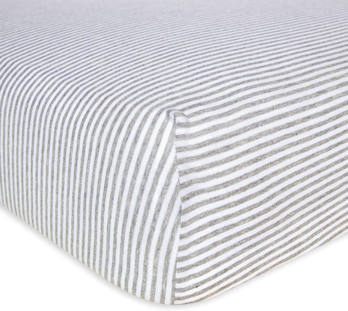 imageBurts Bees Baby  Fitted Crib Sheet Girls Boys ampamp Unisex 100 Organic Cotton Crib Sheet for Standard Crib ampamp Toddler Mattresses Pack of 2Grey Stripe