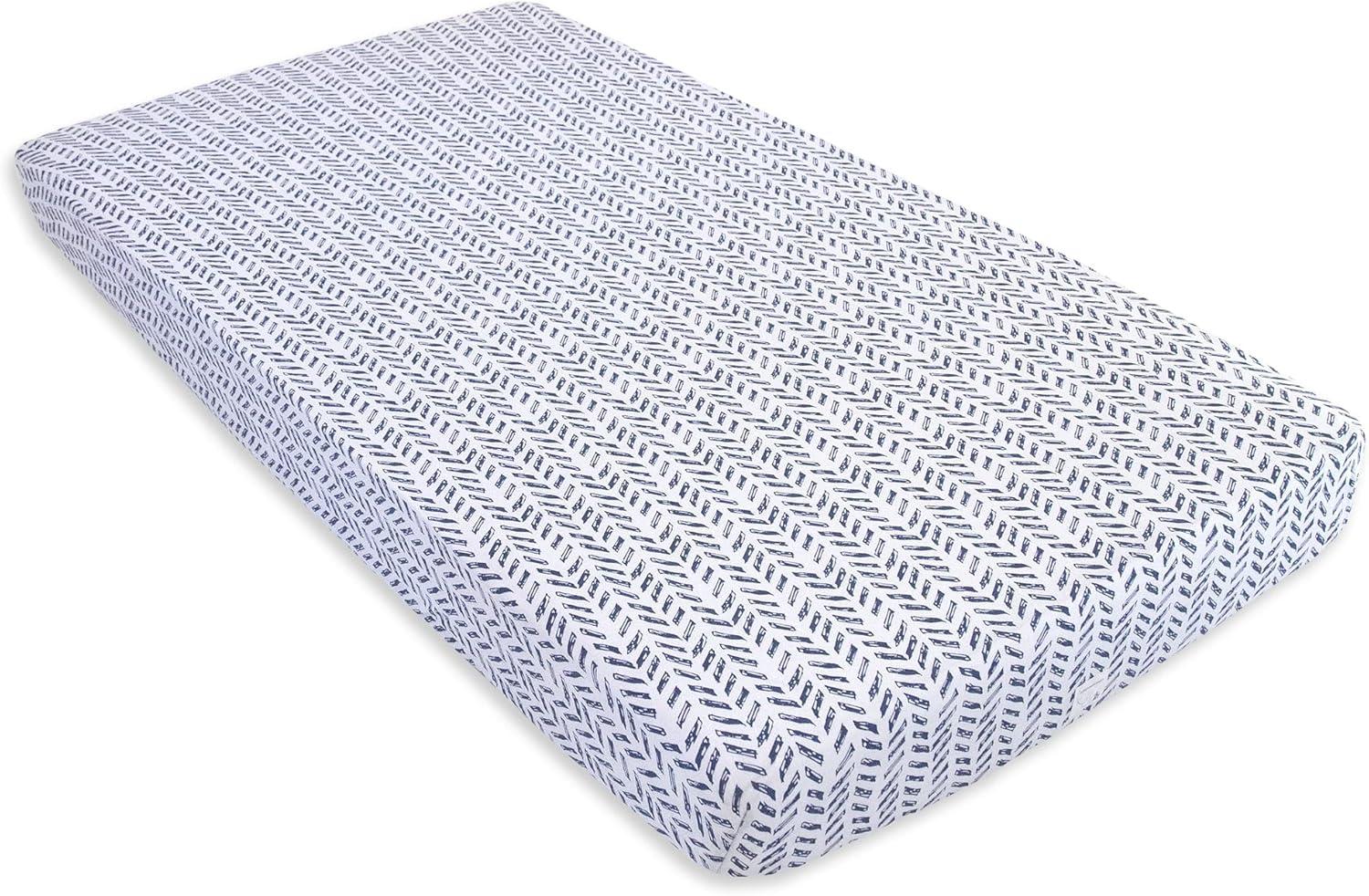 imageBurts Bees Baby  Fitted Crib Sheet Girls Boys ampamp Unisex 100 Organic Cotton Crib Sheet for Standard Crib ampamp Toddler Mattresses Pack of 2Indigo Pattern