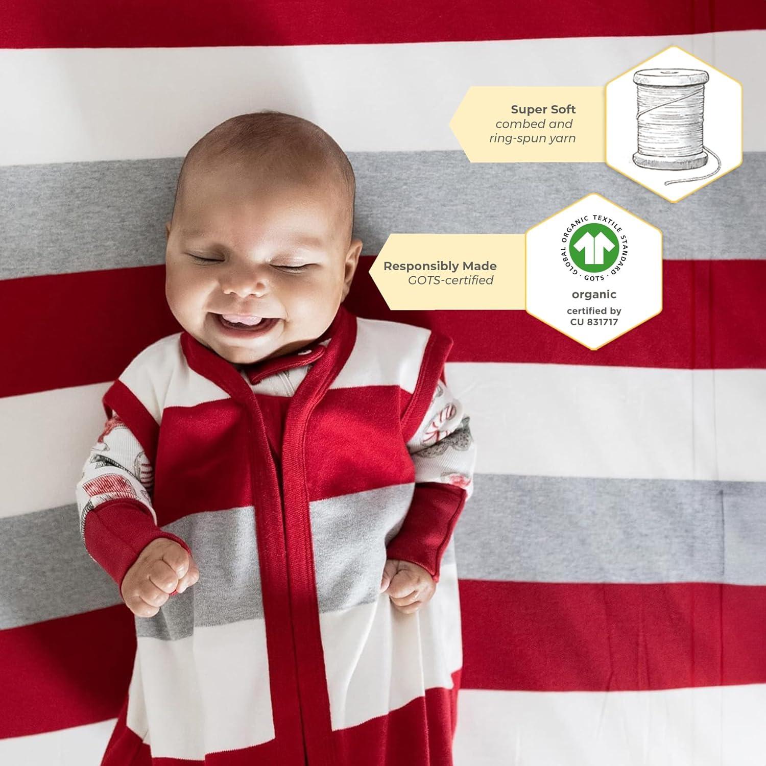 imageBurts Bees Baby  Fitted Crib Sheet Girls Boys ampamp Unisex 100 Organic Cotton Crib Sheet for Standard Crib ampamp Toddler Mattresses Pack of 2Jumbo Stripe