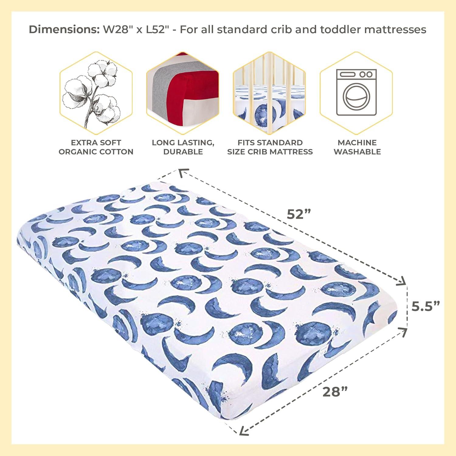 imageBurts Bees Baby  Fitted Crib Sheet Girls Boys ampamp Unisex 100 Organic Cotton Crib Sheet for Standard Crib ampamp Toddler Mattresses Pack of 2Jumbo Stripe