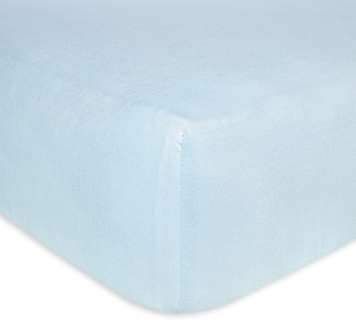 imageBurts Bees Baby  Fitted Crib Sheet Girls Boys ampamp Unisex 100 Organic Cotton Crib Sheet for Standard Crib ampamp Toddler Mattresses Pack of 2Light Blue Solid
