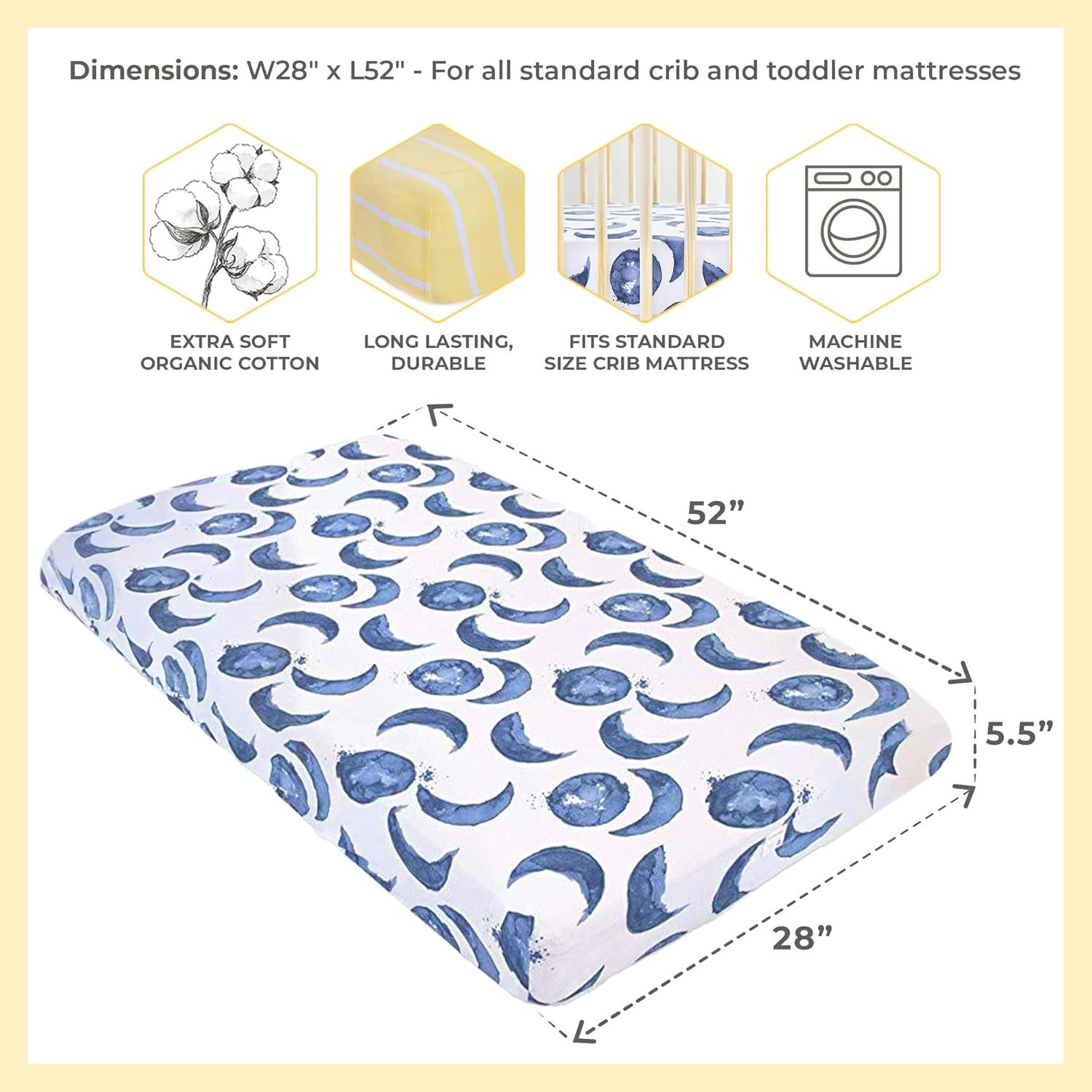 imageBurts Bees Baby  Fitted Crib Sheet Girls Boys ampamp Unisex 100 Organic Cotton Crib Sheet for Standard Crib ampamp Toddler Mattresses Pack of 2Sunshine Stripe