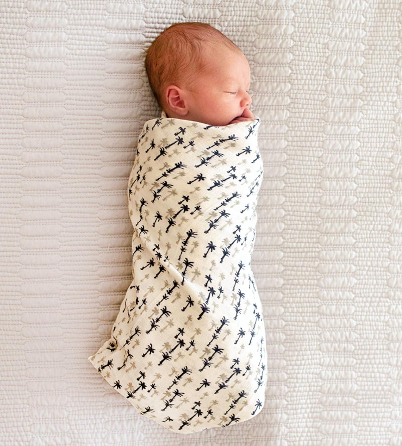 imageBurts Bees Baby  Swaddles Muslin Cotton Baby Blankets 3Pack Multipurpose Lightweight ampamp Breathable 100 Organic CottonBreezy Palms