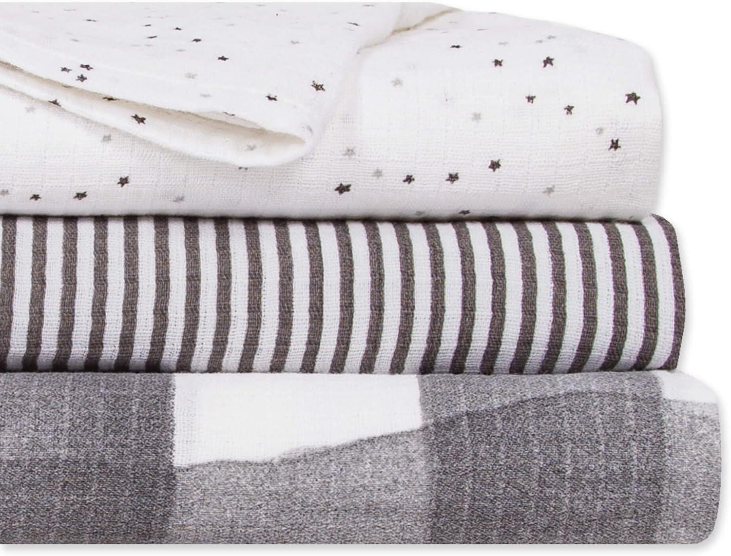 imageBurts Bees Baby  Swaddles Muslin Cotton Baby Blankets 3Pack Multipurpose Lightweight ampamp Breathable 100 Organic CottonStars